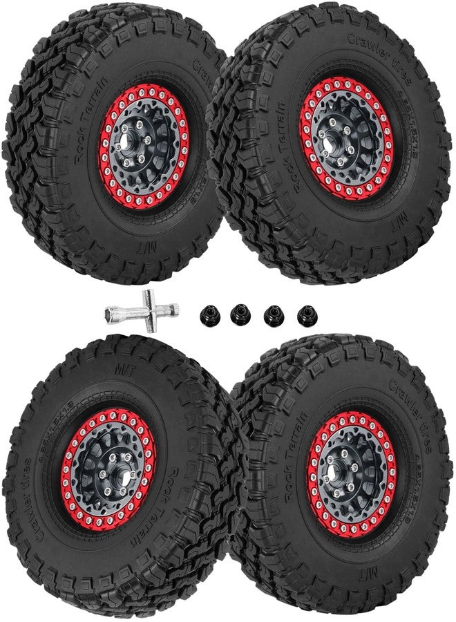 RcarmubWow RC 1.9 Beadlock Wheels and Tires for 1/10 SCX10 TRX4 TRX6 VS4-10 Gen8 7 MST CFX D90 RC Crawler,Alloy Aluminium 1.9 rc Wheels 1.9 rc Rims w/ 1.9 Beadlock Tires Trunk Tires,Titanium - Image 1